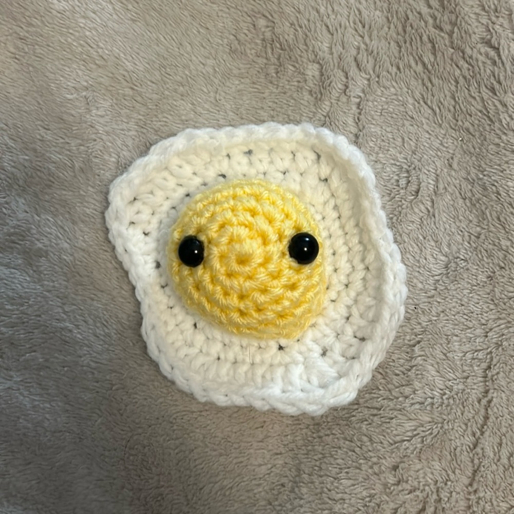 Handmade Crochet Fried Egg Stuffy